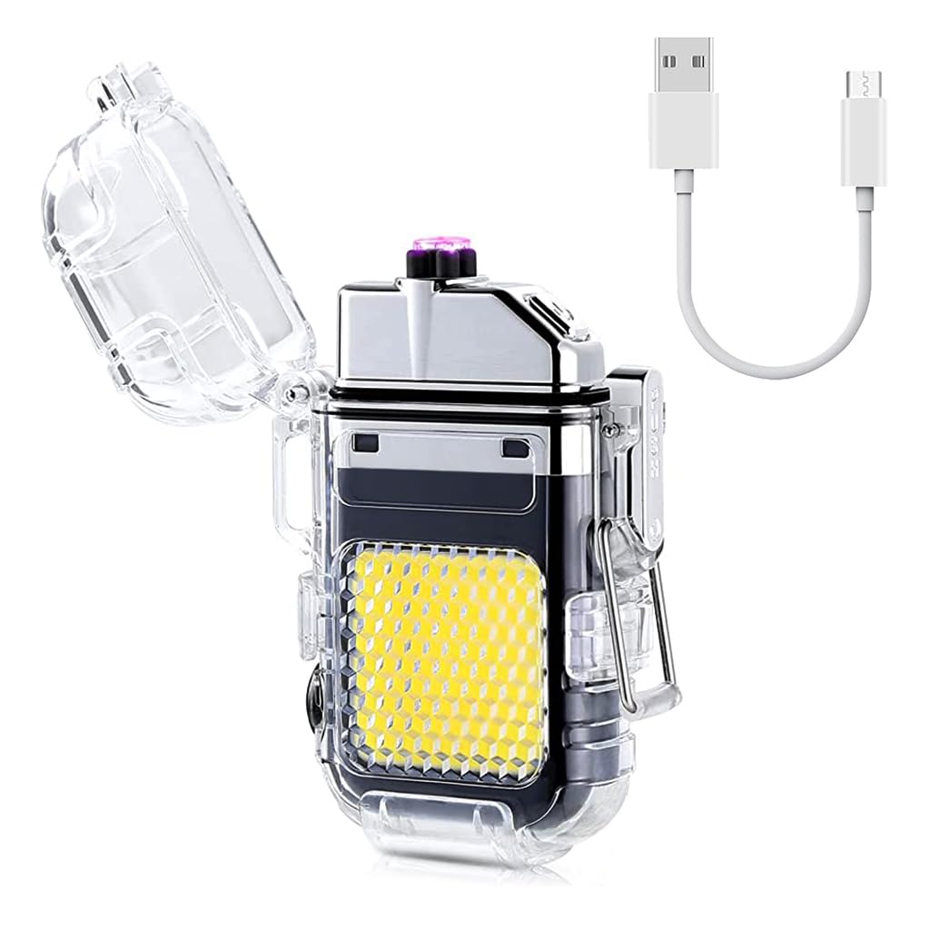 HASTHIP Waterproof Dual Arc Plasma Rechargeable Lighter, USB Type C Rechargeable Lighter with 3 Lighting Modes COB Lamp & Flashlight, Waterproof Windproof Lighter for Outdoor, Camping, Kitchen HASTHIP Waterproof Dual Arc Plasma Rechargeable Lighter, USB Type C Rechargeable Lighter with 3 Lighting Modes COB Lamp & Flashlight, Waterproof Windproof Lighter for Outdoor, Camping, Kitchen